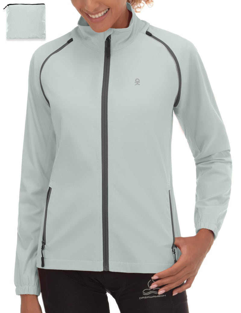 Little Donkey Andy Women's Quick-Dry Running Jacket Convertible UPF 50+ Cycling Jacket Windbreaker with Removable Sleeves Light Gray Size M - Image 2